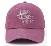 The Way The Truth The Life Baseball Cap for Men Women, Adjustable Cotton Embroidered Christian Jesus Hat, Pink, One size