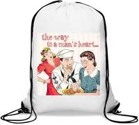The Way To A Man's Heart Retro Poster Gym Sack Casual Drawstring Bag White