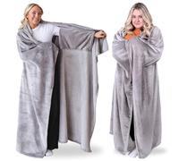 The Wearable Throw Blanket and Cape in One, A Soft Cozy Fleece Blanket with Sleeves, Gifts for her, Fall Gifts, Birthday Gifts for Women Who Have Everything, Get Well Gifts - Silver Gray