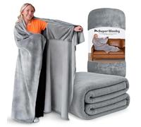 The Wearable Throw Blanket and Cape in One, A Soft Cozy Fleece Blanket with Sleeves, Gifts for her, Fall Gifts, Birthday Gifts for Women Who Have Everything, Get Well Gifts - Silver Gray