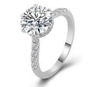 The Wedding Band, Band Ring 6 Prongs with 2ct Round Moissanite 18K White Gold Size W 1/2