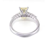 The Wedding Band, Bridal Rings for Women 14K White Gold Elegant with 1Ct Yellow Square Created Diamond Size T 1/2