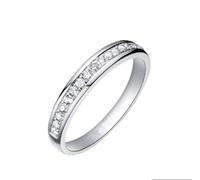 The Wedding Band, Her Wedding Band Silver with 0.2Ct Diamond Pt950 Size I 1/2 Boho Jewelry for Women