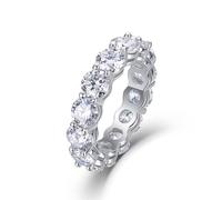 The Wedding Band, Love Friendship Ring 5mm Moissanite Ring Silver 14K White Gold Size I 1/2