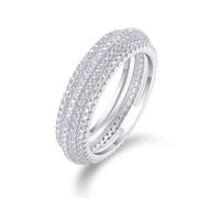 The Wedding Band, Pinky Promise Ring 5.5mm Ring Full with Moissanite Silver 18K White Gold Size U 1/2