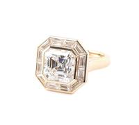 The Wedding Band, Pinky Promise Ring Geometry with 4ct Moissanite 14K Yellow Gold Size R 1/2