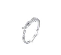 The Wedding Band, Ring Sets for Women Simple Twisted Knot Design with Round Moissanite 14K White Gold Size N 1/2