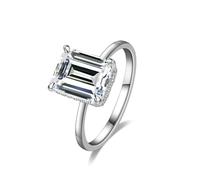 The Wedding Band, Stackable Rings for Women with 4ct Square Shape Moissanite Silver Platinum Size O 1/2