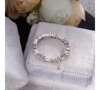 The Wedding Band, Vintage Wedding Ring 18.1K White Gold Elegant with Square Moissanite Size K 1/2