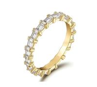 The Wedding Band, Wedding Anniversary Rings Eternity with Moissanite 14K Yellow Gold Size V 1/2