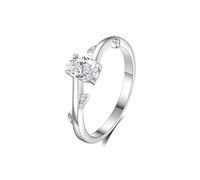 The Wedding Band, Western Rings Twisted Leaf Design with 0.5ct Oval Moissanite 18K White Gold Size O 1/2