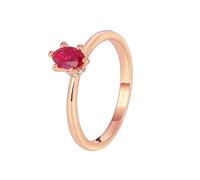 The Wedding Band, Women Rings Rose Gold 14K Solitaire with Red Marquise Lab Created Ruby Size I 1/2