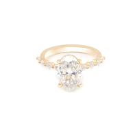 The Wedding Band, Womens Rings Fashion with Oval Shape Moissanite 3Ct 14K White Gold Size N 1/2