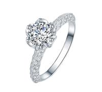 The Wedding Ring 14K White Gold Rings for Women Real Gold Silver Lab Diamond Twisted Leaves Flower 6 Prong Cubic Zirconia 1Ct Size U 1/2 Modern for Sister Birthday Jewelry