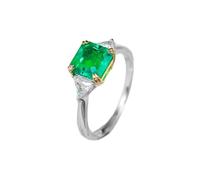 The Wedding Ring, Anniversary Ring Elegant 8 Claw Square Lab Emerald 1.5Ct with Moissanite 9K White Gold Size R 1/2