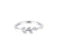 The Wedding Ring, Anniversary Rings for Women Leaves Design with Round Diamond White Gold Platinum Size V 1/2