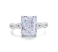 The Wedding Ring, Cute Ring Elegant 4ct Moissanite 18K White Gold Size R 1/2 Gifts for Friends Women Unique