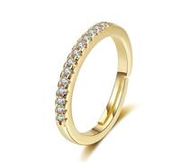 The Wedding Ring, Dainty Promise Ring 18K Yellow Gold with Single Row Moissanite Size Q 1/2