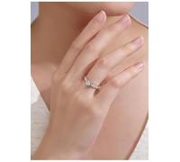 The Wedding Ring Diamond Wedding Band Women 9K White Gold Silver 6 Prong Round with 0.5CT and 0.15CT Diamond Size T 1/2 Solid Not Plated Popular for Men New Year