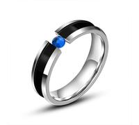 The Wedding Ring, Engagement Ring Set Kite Cubic Zerconia Blue Stainless Steel Size R 1/2 5mm with Blue Cubic Zirconia Engraved for Women New Year