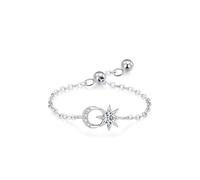 The Wedding Ring, Friendship Ring with Created Diamond Silver 18K White Gold Size V 1/2