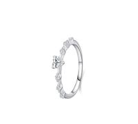 The Wedding Ring, Friendship Rings Simple Row Design with Round Heart 0.25ct Lab Diamond White Gold Platinum Size M 1/2