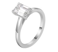 The Wedding Ring, Ladies Wedding Bands White Gold 9K Polished Solitaire with 4 Claws Rectangle Moissanite 1Ct Size R 1/2