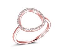 The Wedding Ring, Promise Ring Band 14K Rose Gold Hollow Round Circle with Moissanite Size P 1/2