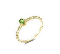 The Wedding Ring, Promise Ring Green 18K Yellow Gold Yellow Green Pear Diopside Size L 1/2 Stackable Knuckle for Women Prom