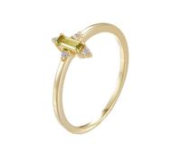 The Wedding Ring, Punk Rings for Women Rectangular with Green 0.5ct Tourmaline 14K Yellow Gold Size J 1/2