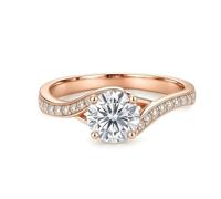 The Wedding Ring, Ring for Women Love Twisted Band with Moissanite 14K Rose Gold Size R 1/2