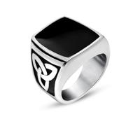 The Wedding Ring, Stainless Steel Ring Engagement Silver Black Size x 1/2 Vintage Square Celtic Knot 15mm Engraved Gifts for Women Wedding Jewelry
