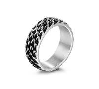 The Wedding Ring, Stainless Steel Rings for Women Engagement Silver Black Size T 1/2 Vintage Dragon Scale 7.6mm Engraved Gifts for Wedding Jewelry