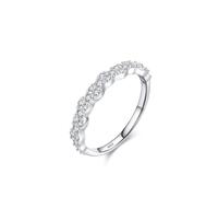 The Wedding Ring Sterling Silver Ring S925 1.7mm Cubic-Zirconia Wave Zircon Ring Size P 1/2 Gifts for Ladies Mother Upgrade 3.0