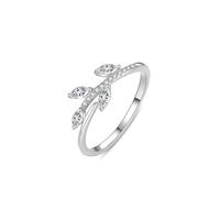 The Wedding Ring, Vintage Engagement Rings Branch with Moissanite Silver 18K White Gold Size S 1/2