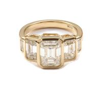 The Wedding Ring, Wedding Ring for Women Rectangle with Moissanite 18K Yellow Gold Size U 1/2