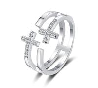 The Wedding Ring Wedding Rings White Gold 18K Moissanite Double Cross Size K 1/2 Fashion for Aunt Valentines Day Jewelry