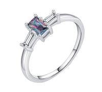 The Wedding Ring Wedding Rings White Gold 9K Au375 Size M 1/2 White Square 7X7mm Moissanite Stackable for Wife Elegant