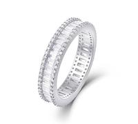 The Wedding Ring, Womens Promise Rings Row Of Rectangle Moissanite Ring Silver 18K White Gold Size L 1/2