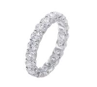 The Wedding Ring, Women's Wedding Ring Eternity Band with White Round Shape Moissanite 18.1K White Gold Size N 1/2