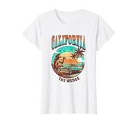 The Wedge, California Beach Sunny Summer Sunset Value Graphic T-Shirt, Women, White, L