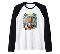 The Wedge Newport at the Beach Shore Break Surf Scene Raglan Baseball Tee