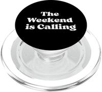The Weekend is Calling Retro Vibes White Text Design PopSockets PopGrip for MagSafe