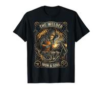 The Welder Iron & Soul Retro Industrial Biker Graphic Design T-Shirt