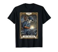 THE Welder XVII Skeleton Welding Engine Vintage Tarot Card T-Shirt