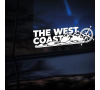 The West Coast Decal Sticker - Mountain Wave Compass Sticker - Adventure Vanlife Camper Vinyl - Travel Outdoor Nature Explorer Car Sticker for Surf Beach and UK Road Trip Enthusiasts