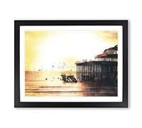The West Pier On Brighton Beach Framed Wall Art Print A2 Black