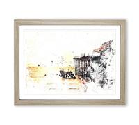 The West Pier On Brighton Beach Watercolour Modern Framed Print | A2 Oak Framed Wall Art | Ready to Hang | Modern Beach Picture | Living Room Bedroom Lounge Office