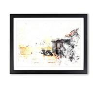 The West Pier On Brighton Beach Watercolour Modern Framed Print | A3 Black Framed Wall Art | Ready to Hang | Modern Beach Picture | Living Room Bedroom Lounge Office