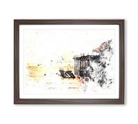 The West Pier On Brighton Beach Watercolour Modern Framed Print | A3 Walnut Framed Wall Art | Ready to Hang | Modern Beach Picture | Living Room Bedroom Lounge Office